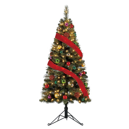 Home Heritage Cashmere 5 Ft Artificial Half Christmas Tree Prelit w/ 100 Lights