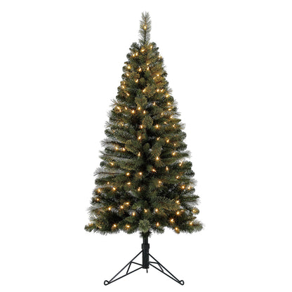 Home Heritage Cashmere 5 Ft Artificial Half Christmas Tree Prelit w/ 100 Lights