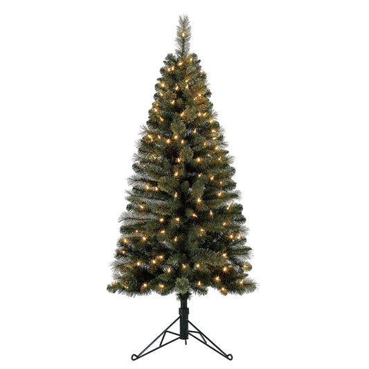 Home Heritage Cashmere 5 Ft Artificial Half Christmas Tree Prelit w/ 100 Lights