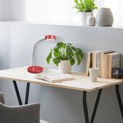 Globe Electric 15.75 x 5 x 52.4 Inches LED Integrated Goose Neck Desk Lamp, Red
