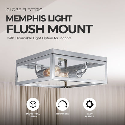 Globe Electric Memphis Light Flush Mount with Dimmable Light Option for Indoors