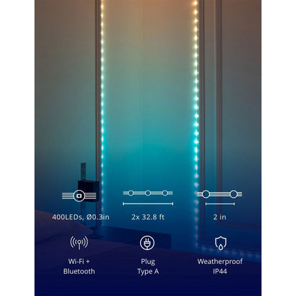 Twinkly Dots App-Controlled Flexible LED Lights 400 RGB Black Wire USB-Power