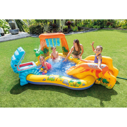 Intex 120V Electric Air Pump & Intex Inflatable Dinosaur Play Center Kids Pool