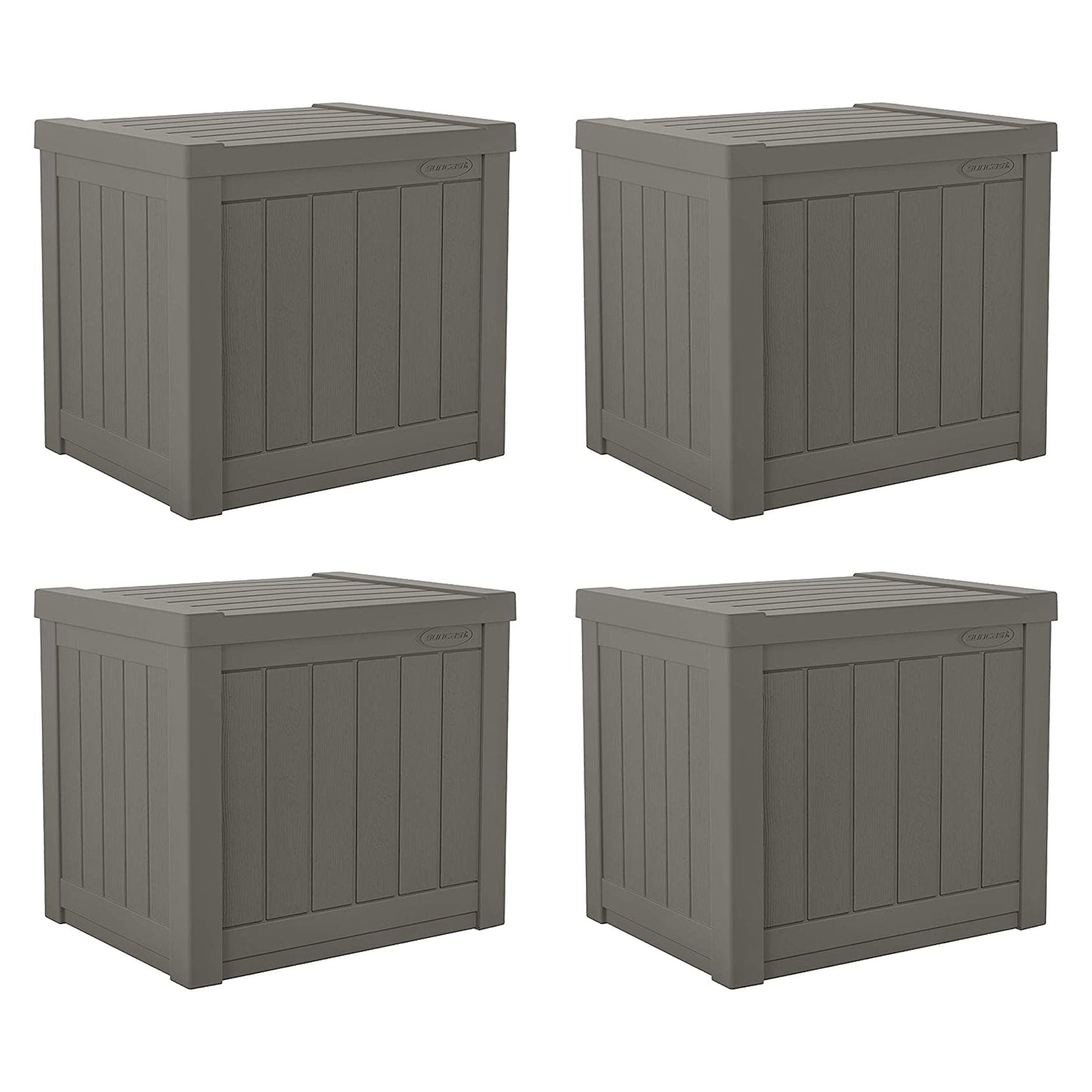 Suncast SS500ST 22 Gallon Small Resin Outdoor Patio Storage Deck Box (4 Pack)