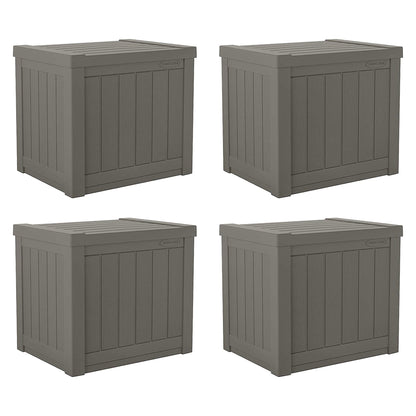 Suncast SS500ST 22 Gallon Small Resin Outdoor Patio Storage Deck Box (4 Pack)