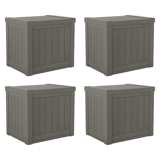 Suncast SS500ST 22 Gallon Small Resin Outdoor Patio Storage Deck Box (4 Pack)