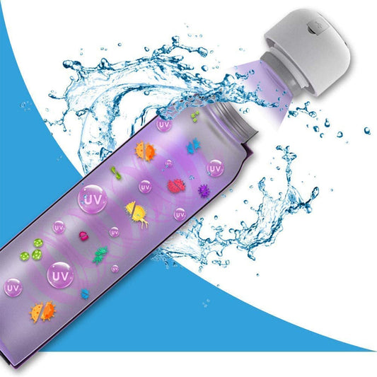 UVILIZER Pure Portable Water Bottle w/ Disinfecting UV LED Light Sanitizer Cap