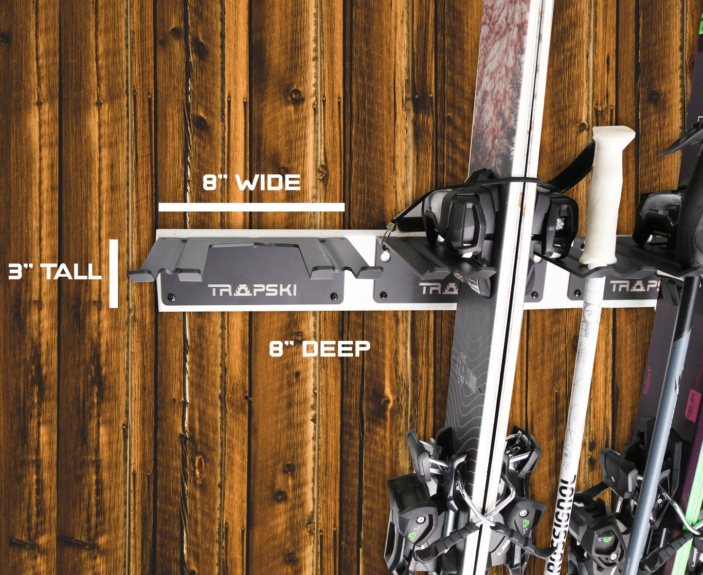 Wall Rack Holds Skis or Snowboard by Bindings, Yard Tools, Gear & Equipment - Made in the USA