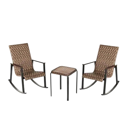 Four Seasons Courtyard Bayside 3 Piece All Weather Woven Wicker Chat Set, Brown