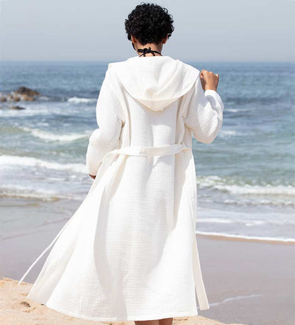 Women's Hooded Turkish Cotton Waffle Robe