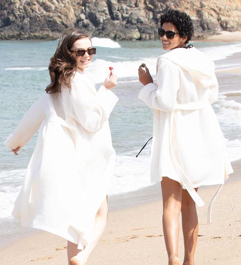 Women's Full Length Lightweight Waffle Spa Robe with Shawl Collar