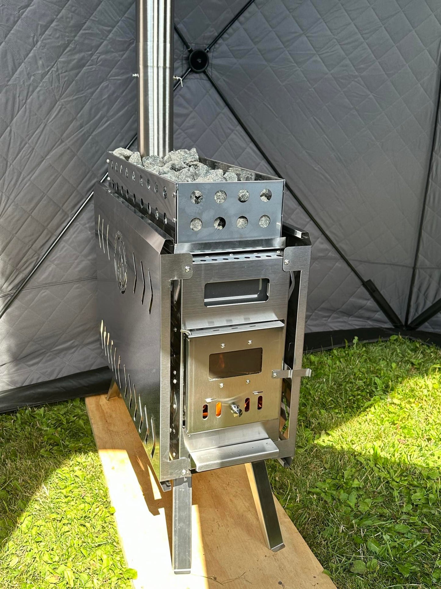 Sauna Tent Wood Stove | Portable | Brushed Stainless