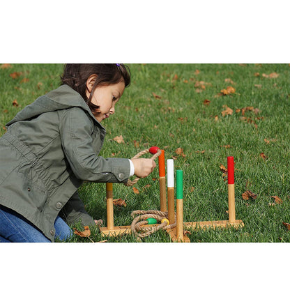 YardGames Portable Outdoor Playground Wooden Ring Toss Game with Carrying Case