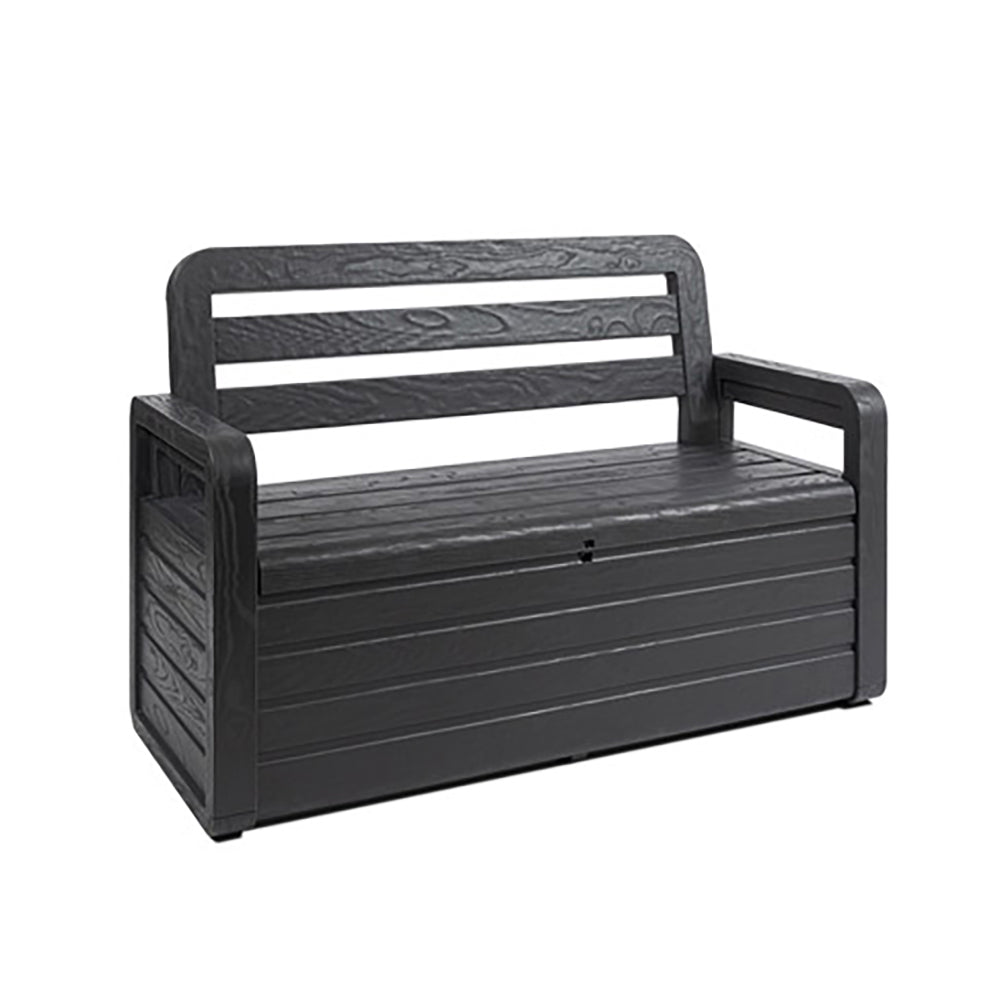 Toomax Foreverspring 70 Gallon Outdoor Deck Storage Box Chest Bench, Dark Gray